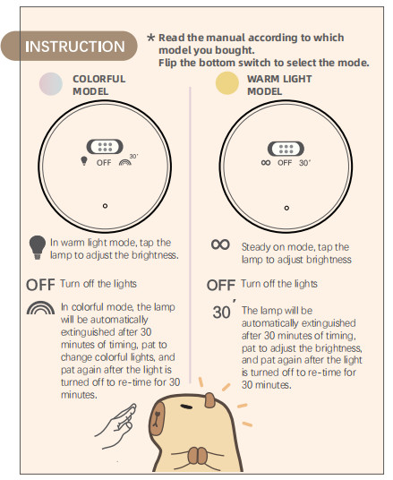 Cute Silicone Capybara Night Light Children's Nightlight Gift Usb Rechargeable Animal Silicone Night Lamp