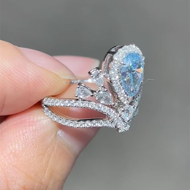 Pear Shaped CVD Lab Grown Blue Diamond 1.6ct VVS2 Without IGI With Multisize