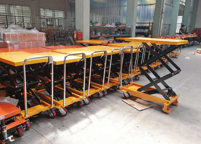 Steel Foot Pump Hydraulic Lift Table , Durable Movable Double Scissor Lift