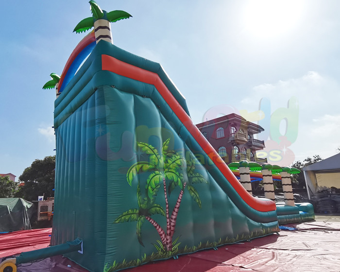 Long Palm Tree Bounce House Pool Inflatable Water Slide