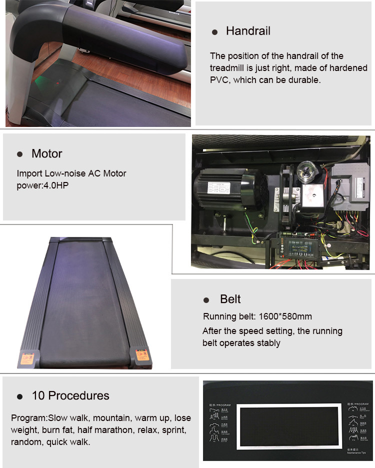 Professional Commercial Treadmill For Gym / Motorized Treadmill Fitness Equipment