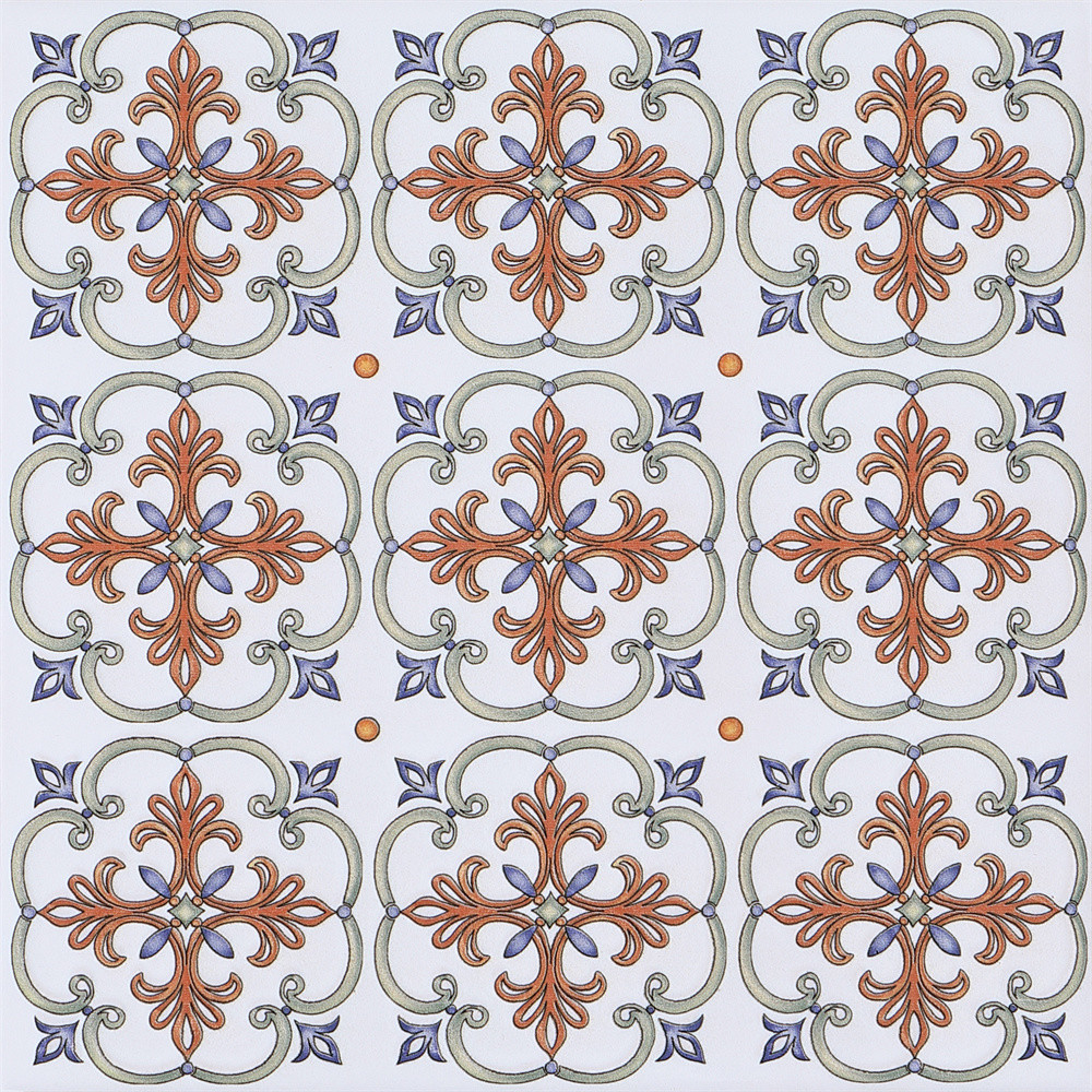 Non-Slip white 200x200mm Floral Floor And Wall Ceramic Rustic Tiles For Living Room And Restaurant