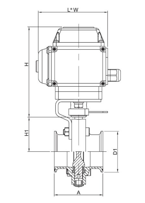 DIN 3A SMS TP304 Stainless Steel Sanitary Valves - Electric Actuated Tri-Clamp Butterfly Valve