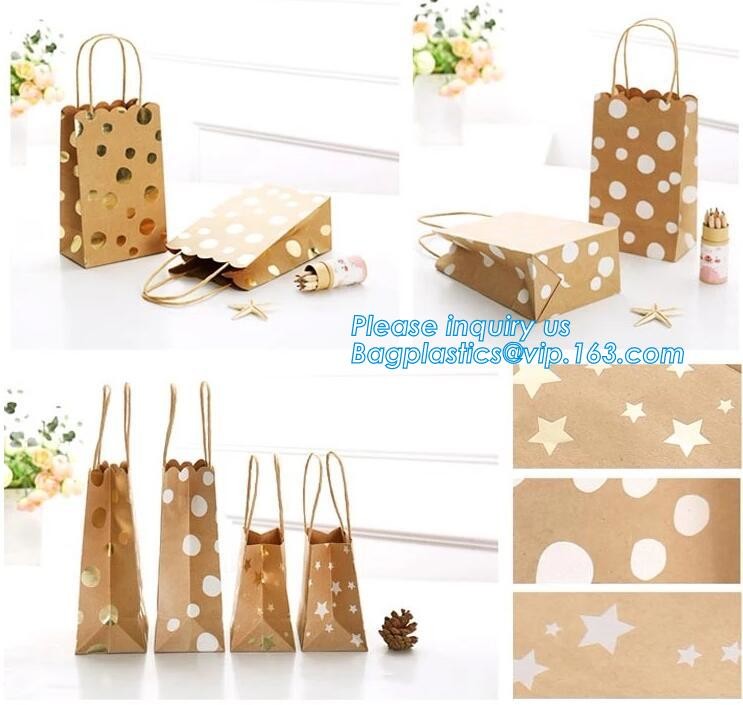 Custom Printed Accept Wholesale Stock White Brown Kraft Paper Shopping Bag With Handle No Minimum, carrier handle bags