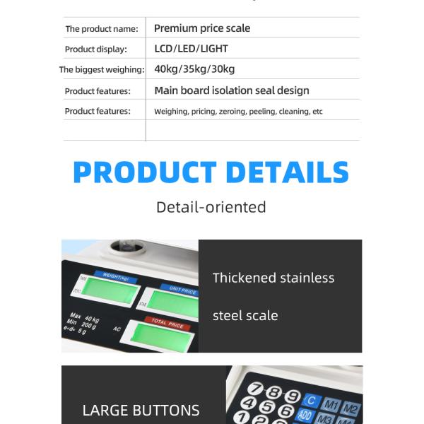 Veidt Weighing ACS-809 Weight Function High-precision LCD Commercial Portable Digital Food Electronic Price Computing Scales