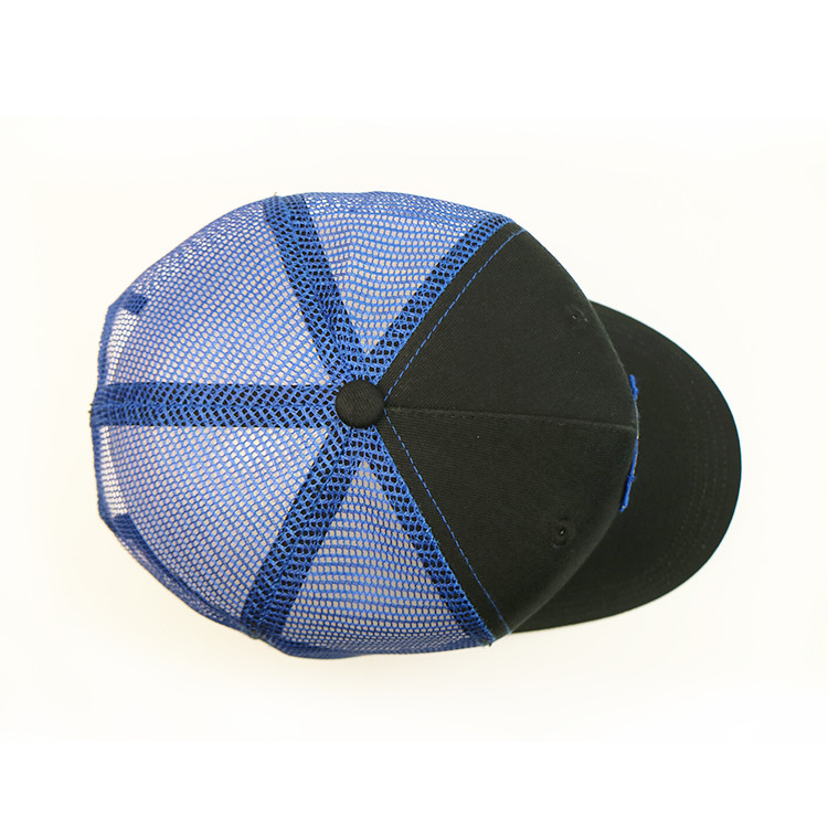 Customized Blank Woven Patch Trucker Cap 5 Panel Curved Long Bill
