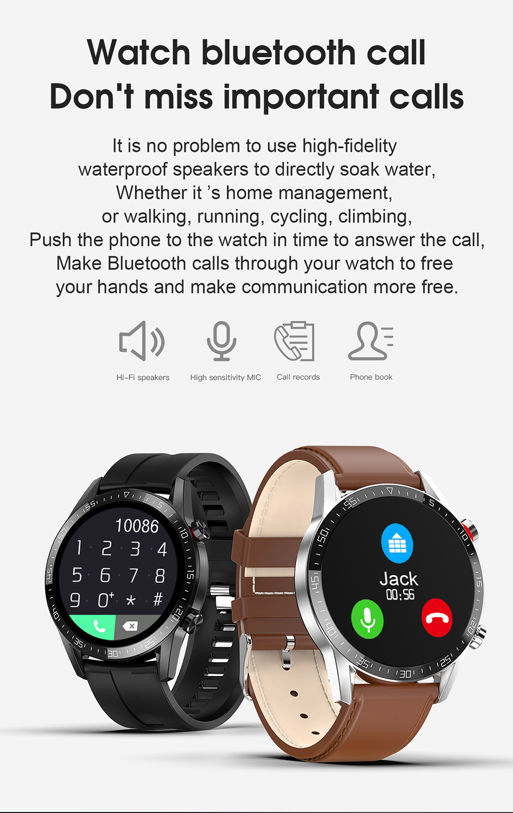 Hot Selling L13 Calling Watch Smart Watch Man Women IP68 Waterproof Smart Band Watches Smartwatch 2019 Q18 Smartwatch