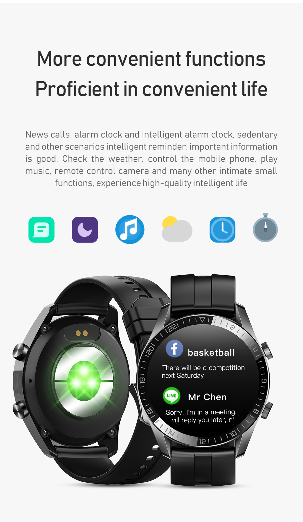 HL59 Smartwatch Electronic Couples 1.28 inch ECG PPG Blood Pressure Watch No Camera