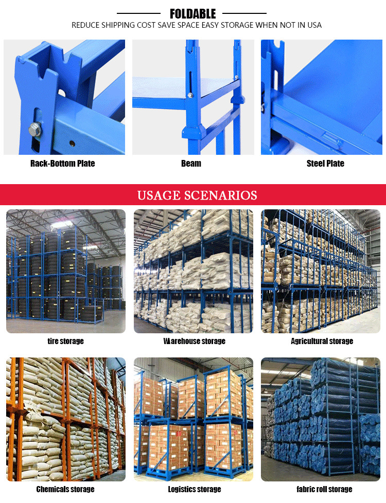Warehouse Storage Cage, Butterfly Cage Tire Frame Free Folding With Casters