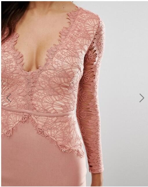 Newest Design Women Sexy Bodycon V-Neck Dress With Lace Detail Hot Sale