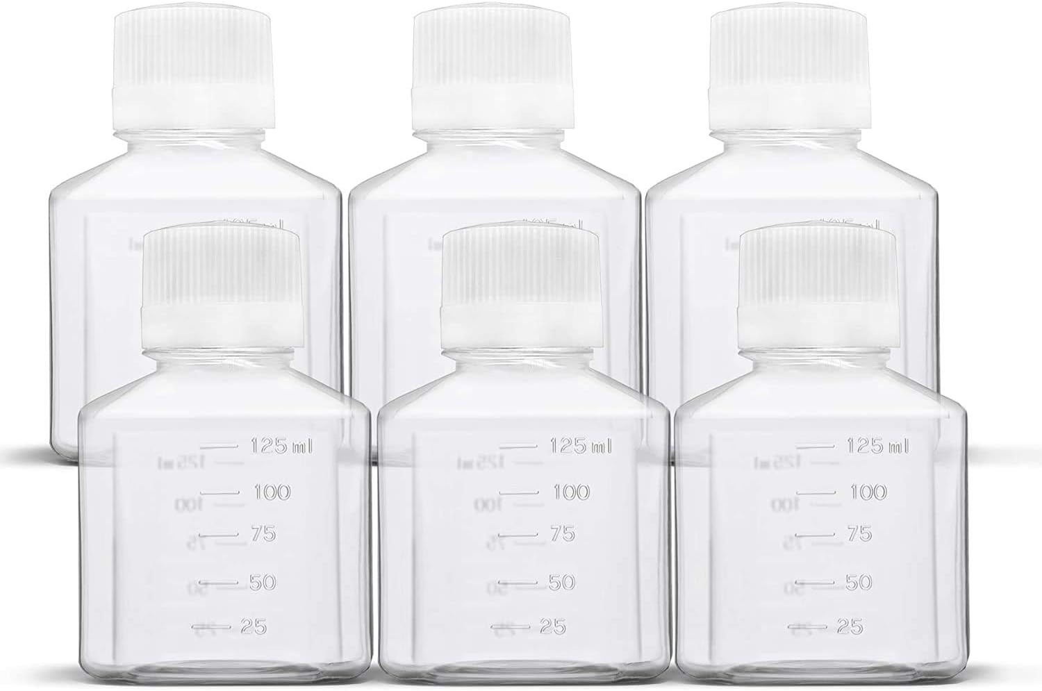 Laboratory Polypropylene Wide Mouth Reagent Bottle with Graduated Scale, Reusable Plastic Bottles with Caps