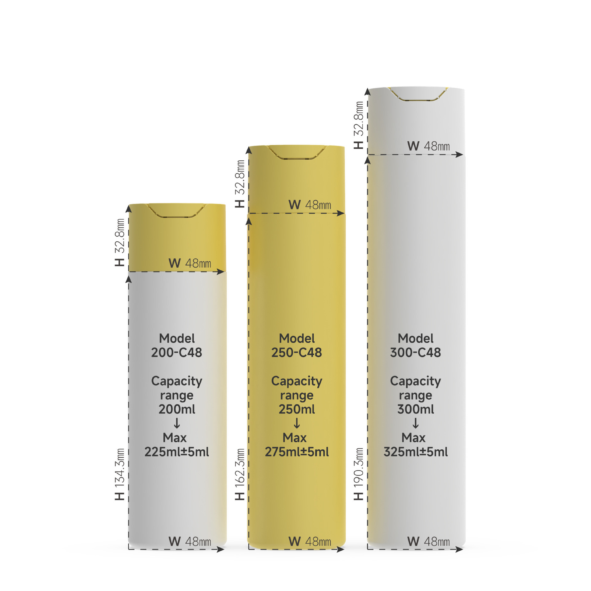 Recycled Bright Yellow Customized Disc Cap Bottle 200ml 250ml 300ml For Body Wash