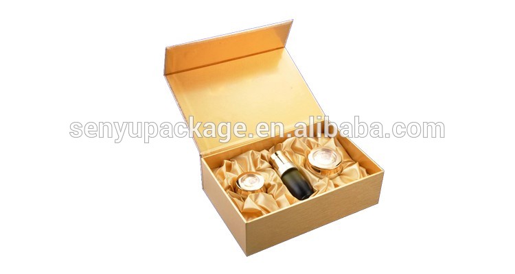 Luxury Custom Logo Book Shaped Magnetic Closure Cosmetic Folding Paper Gift Box with Satin