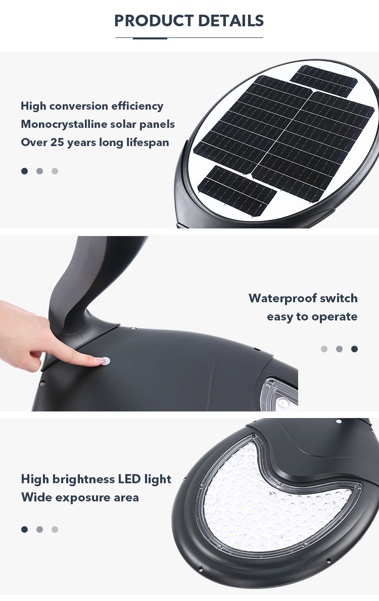 25W Elegant Aluminum Motion Sensor Solar Street Light For Villas