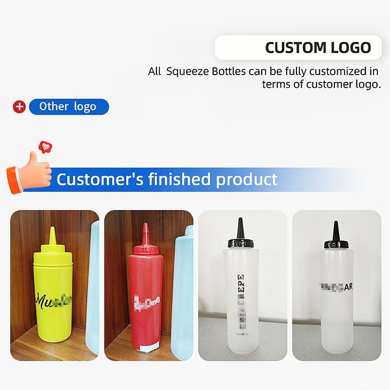 24oz Dessert Tools Condiment Sauce Bottle With Lids Plastic Squeeze Sauce Bottle Squirt Bottles for Liquids