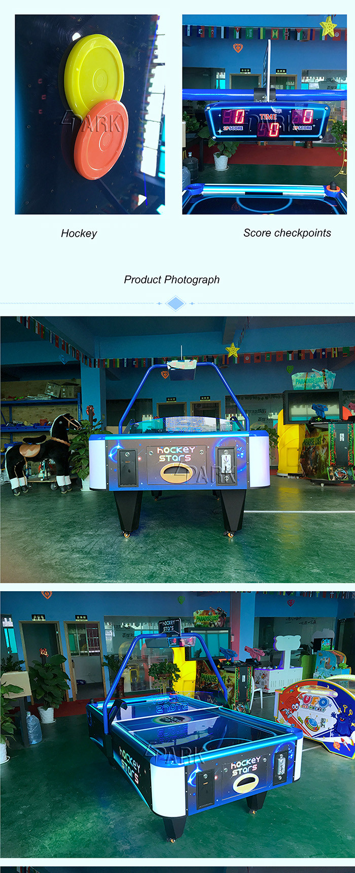 High Gloss Painting Video Arcade Game Machines Large 2 Person coin operated Air Hockey Table