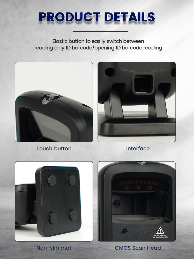 Area Imaging Desktop Barcode Scanner 2d 1D PDF417 USB Omnidirectional