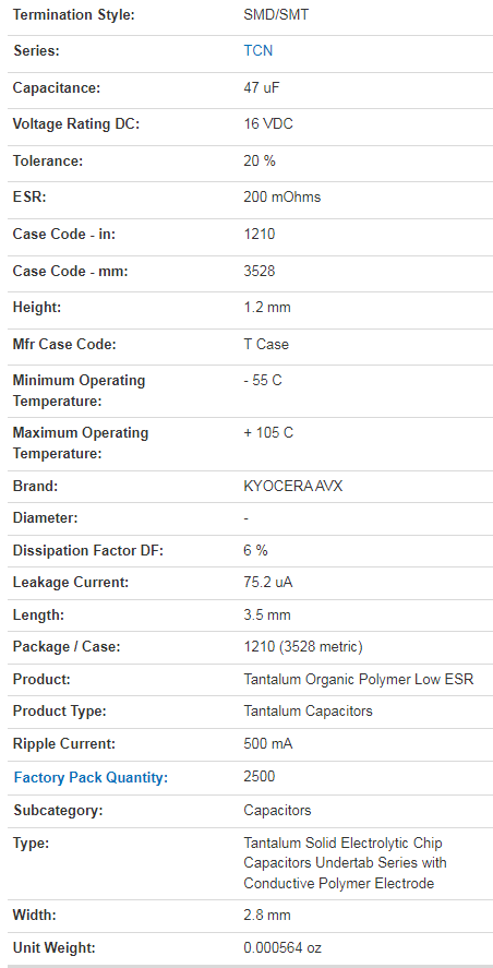 TCNT476M016R0200 Tantalum IC Capacitor AEC-Q100 Series For Optimal Efficiency Integration