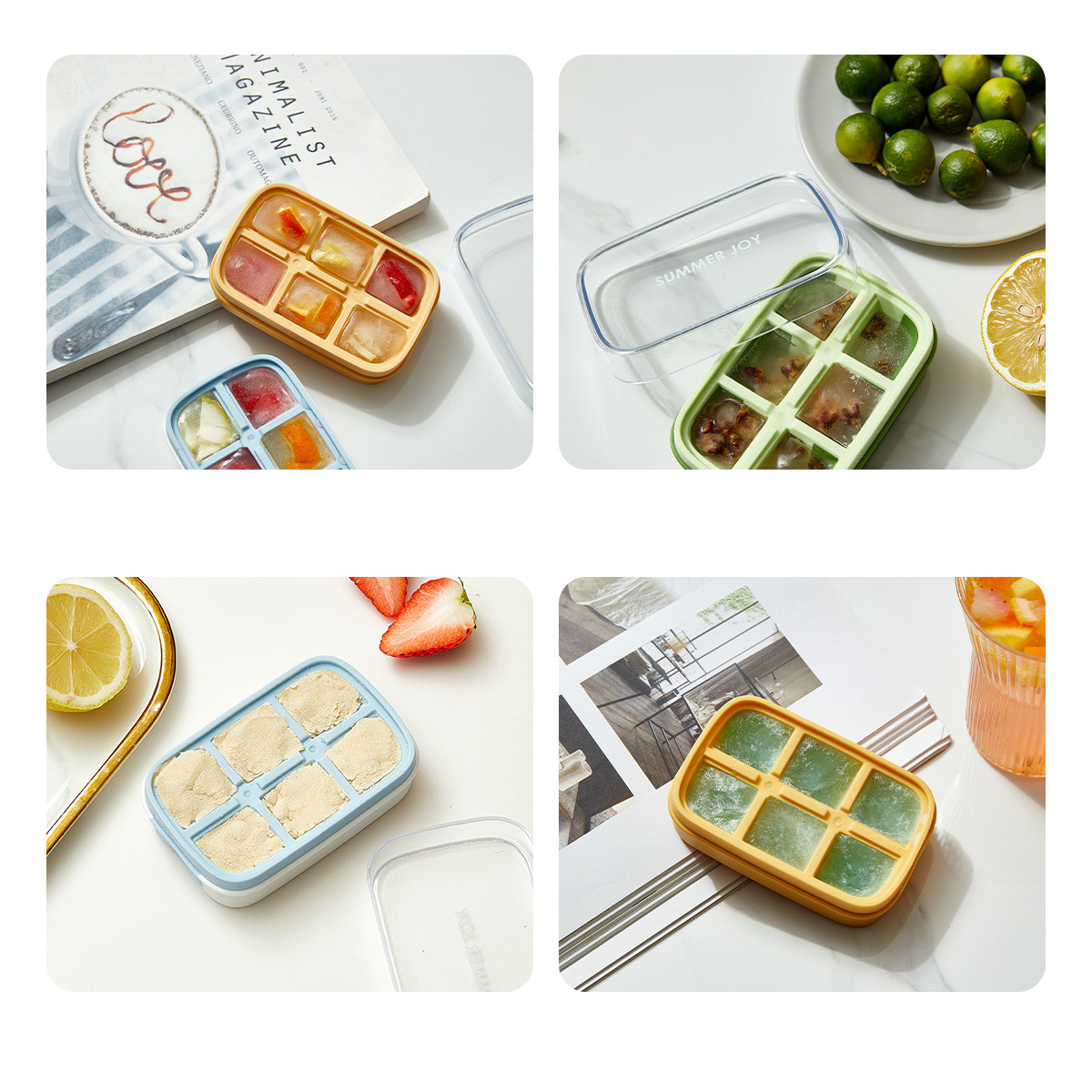 Mini USA Plastic Freezer Ice Cube Tray Container With Shovel