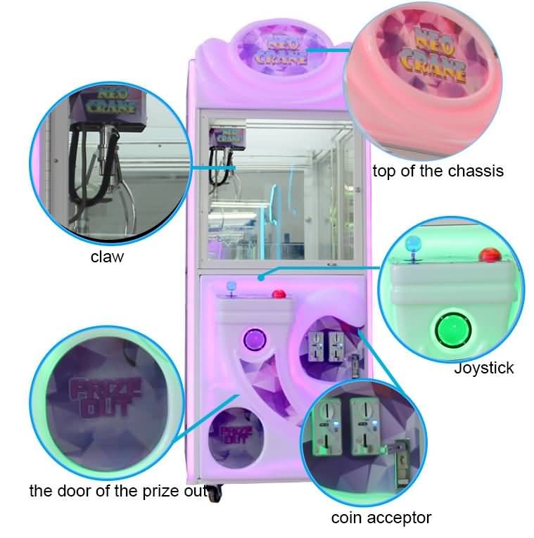 8 Inch Plush Toys Claw Crane Machine For Shopping Mall Indoor Playground