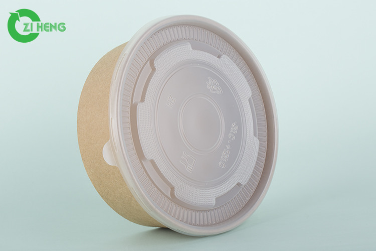 Food Grade Disposable Customized Kraft Paper Soup Bowl Cup With Lid
