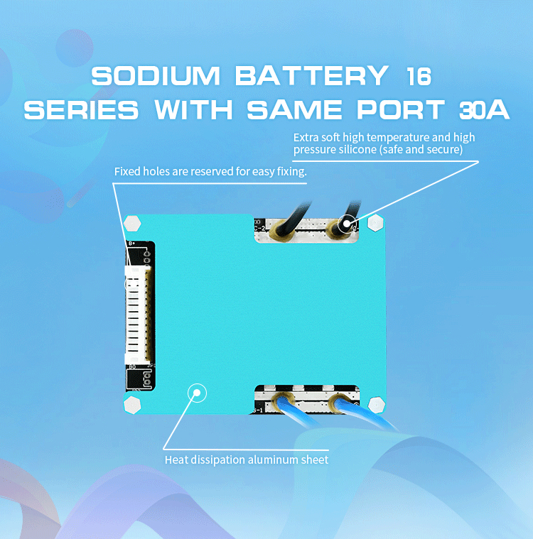 Sodium Ion Lifepo4 NMC Battery BMS 6S-16S 20A-60A With Balance / Common Port