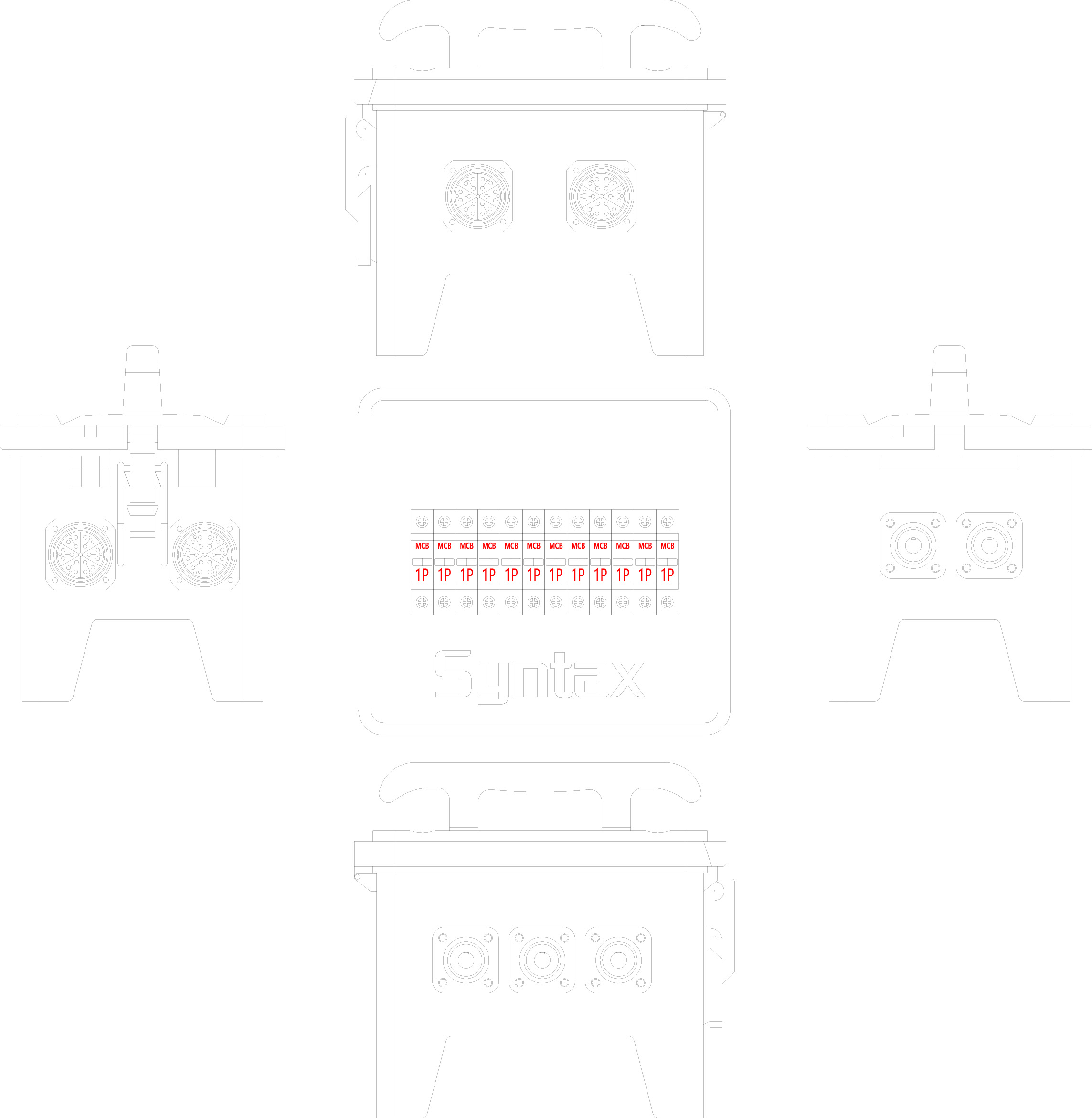 Syntax MP12 Power Distro Boxes 400A Input 19 pin Sockets for Outdoor Temporary Power Board