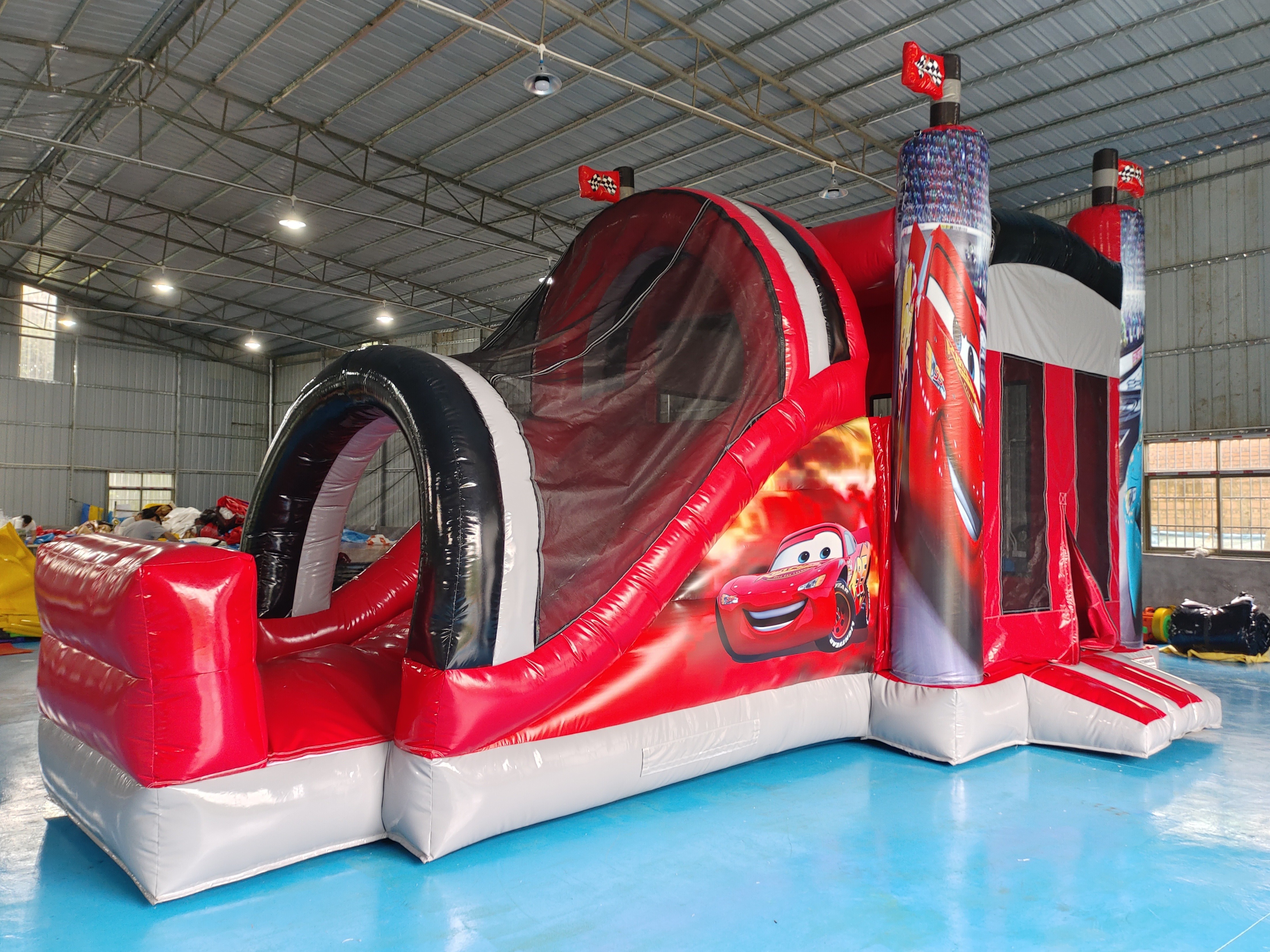 Outdoor Inflatable Castle Combo Race Cars Cartoon Movies Inflatable Bouncer With Slide Combo Inflatable Bounce House