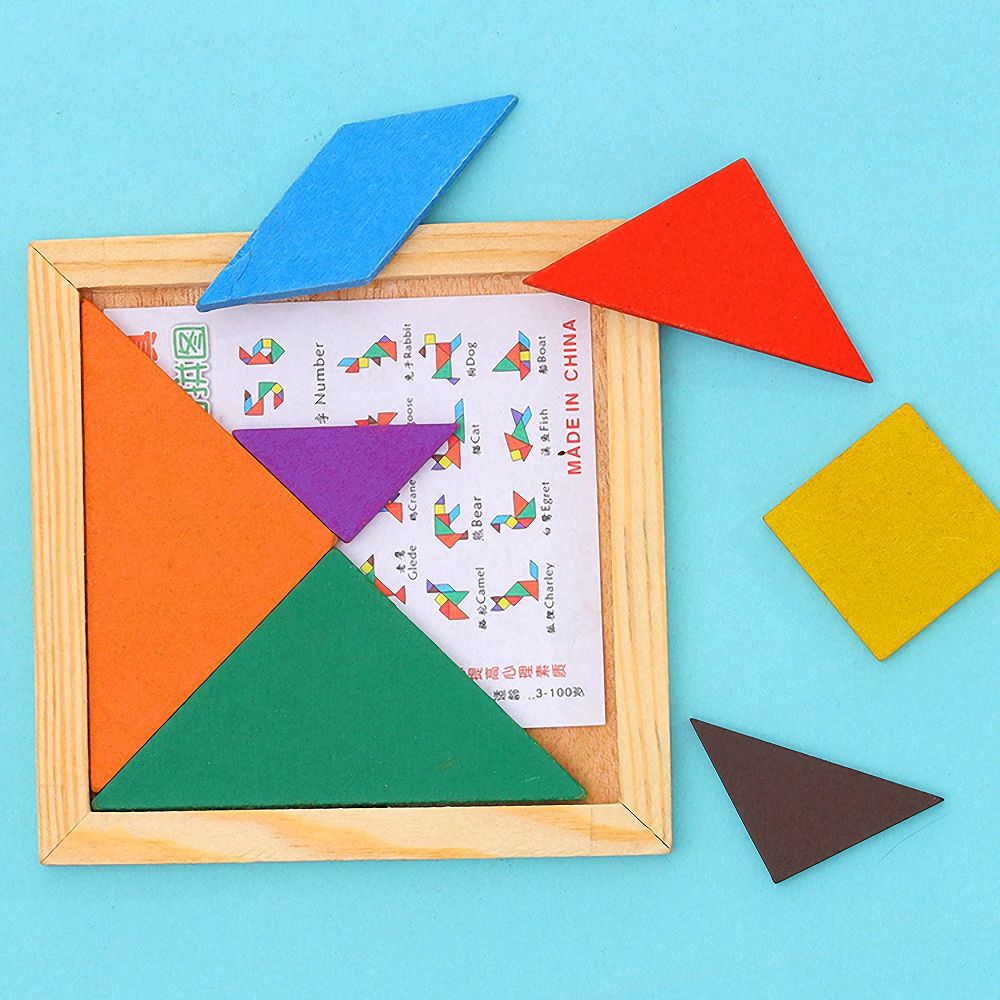 Square 11cm Wooden Montessori Baby Toys 7 Piece Jigsaw Puzzle