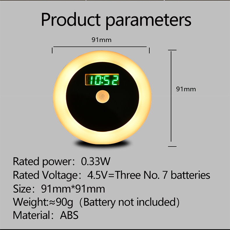 Bedroom 0.25w 81mm Motion Sensor Indoor Wall Light Rotating Magnetic Suction Base