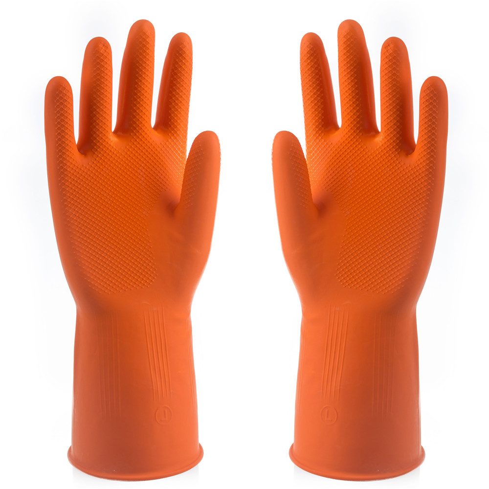 Anti Tearance Unlined Rubber Gloves , Rubber Safety Gloves Chemicals Resistance