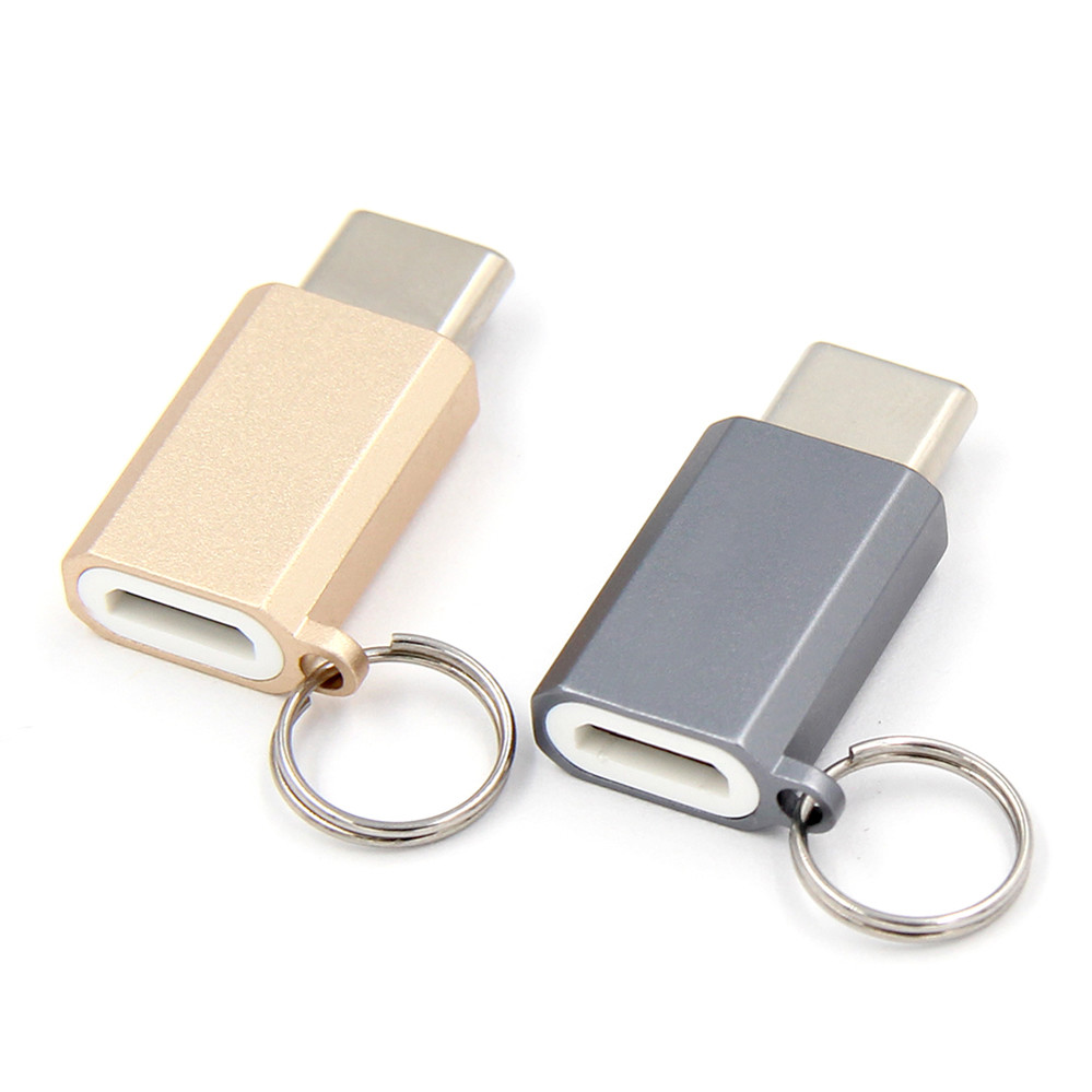 Grey Usb C To Usb Adapter , OCC Laptop Charger Type C Converter With Keychain