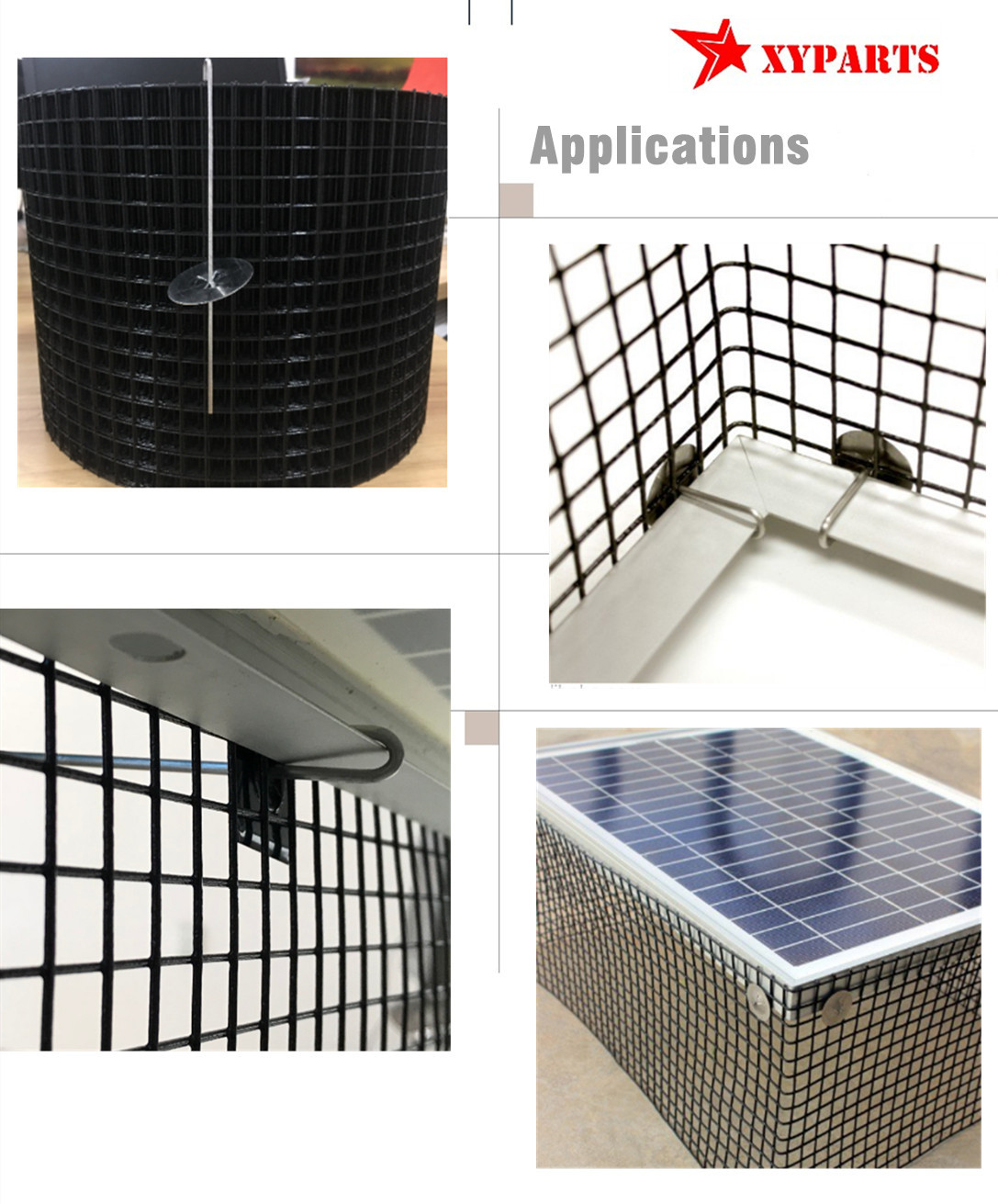 8''X100ft X1/2" Hole Pvc Coated Solar Panel Bird Proofing Mesh Netting Black