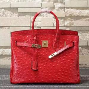 Buy cheap women high quality 35cm red Ostrich handbag cow leather handbags fashion handbags L-RB4-17 product