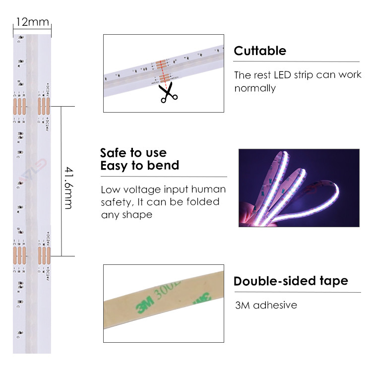 RGB CCT LED Strip 24v 3m Adhesive Low Density Flex Led Strip Lights 5m Per Roll