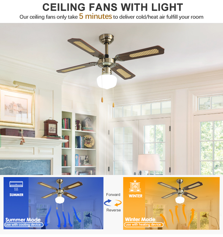 Comfortable Air Cooling Ceiling Fan with 110V Input Voltage and Traditional Style