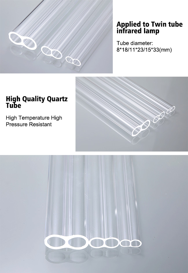 Heat Resistant Transparent Quartz Tube , Clear Twin Tube Infrared Lamps