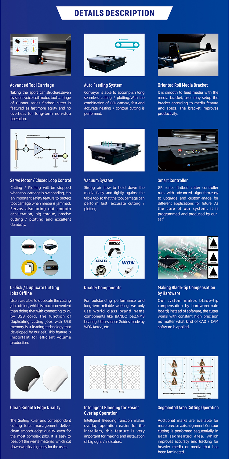 Half Cut/Perforation Package Vacuum Table Auto Feed Digital Cutter for Traffic Signs Reflective Films CutterVFR1325