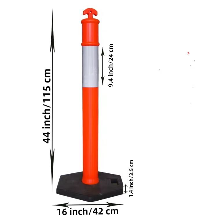 PE Traffic Warning Post with Rubber Base – Durable Plastic Road Safety Sign