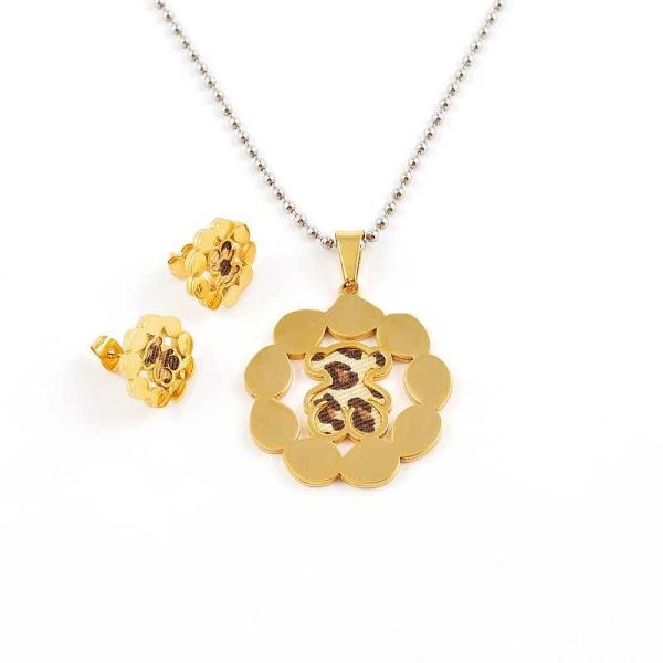 South American Fashion Stainless Steel Earrings With Matched Pendant Necklace