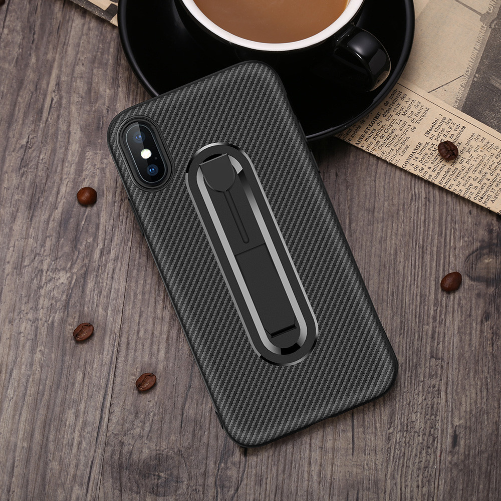 Color Black Carbon Fiber Invisible Kickstand TPU Case Back Cover For Oppo R9 Plus R9s Plus R11 R15 Pro Reaime 2 A59/F1S