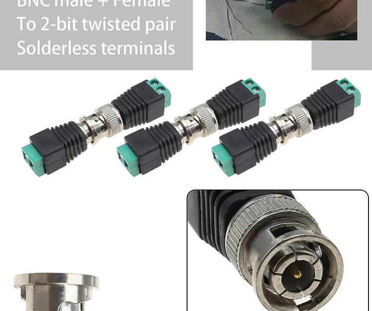 Solderless Screw Terminal BNC Female Male Connector Adapter for CCTV Camera Monitor Video Recorder