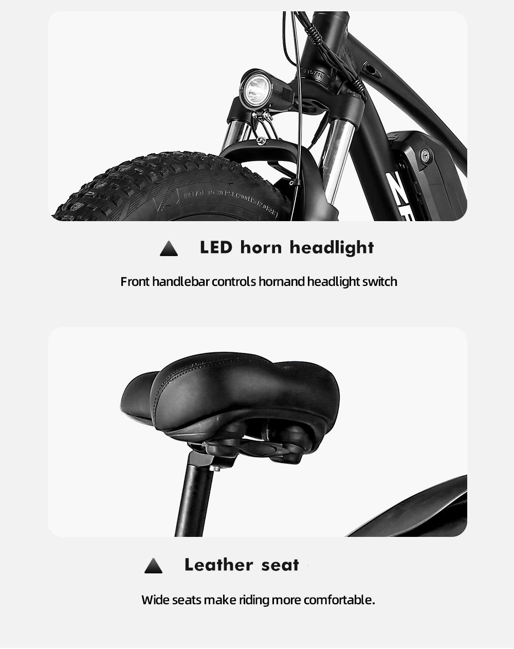 High Power 26 Inch 48V 1000W Fat Tyre Electric Bike With 14Ah - 17Ah Lithium Battery