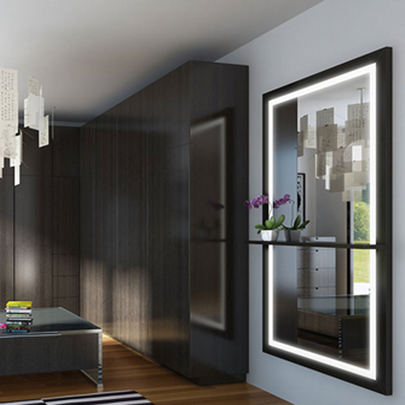 Hotel Decoration Full Length Vanity Mirror With Black Frame Around Light