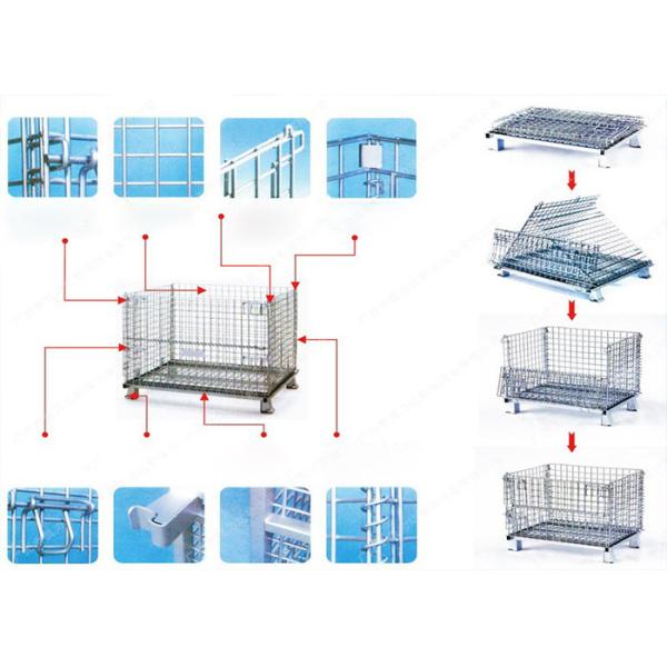 Stacking Folding Steel Wire Container , Industrial Wire Container Storage Cages
