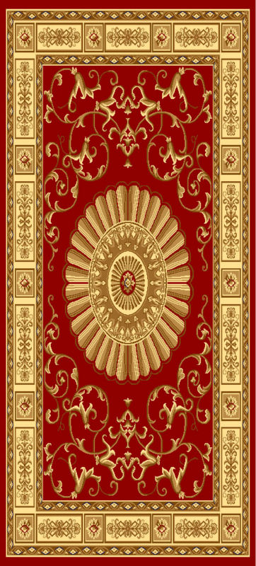 100 Polypropylene Red Wilton Carpet Jacquard Style Shaggy Pattern