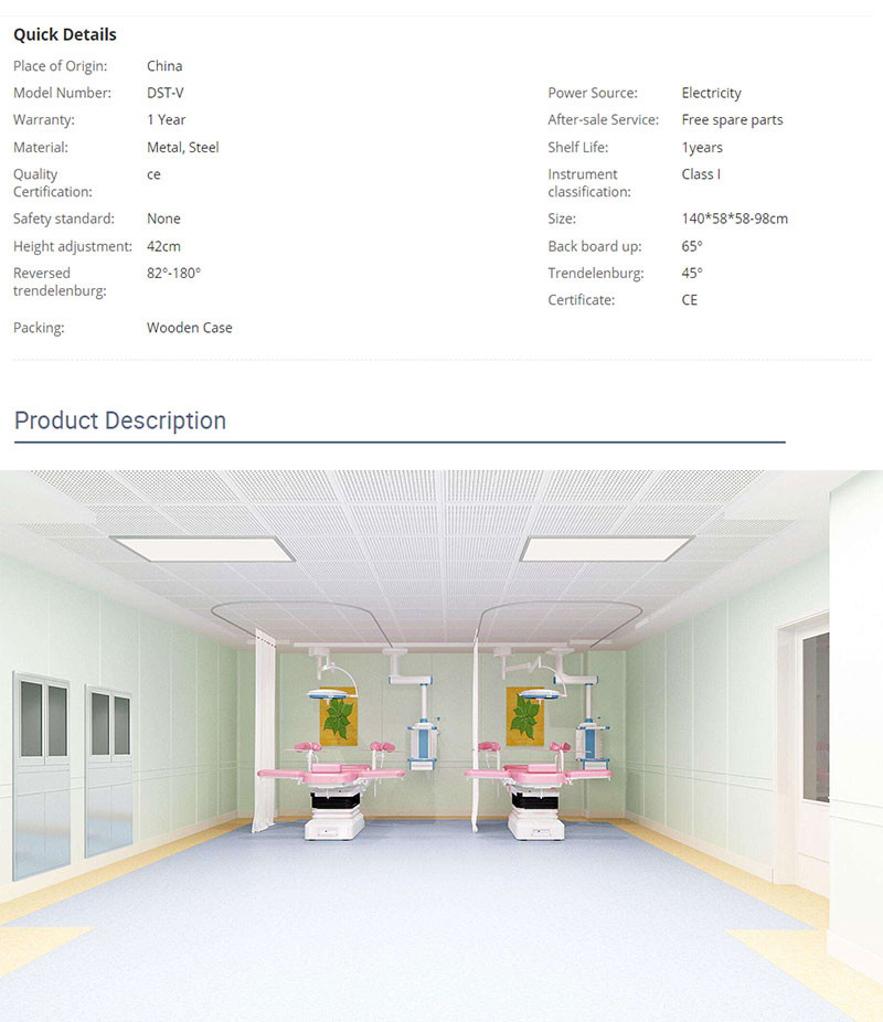 ODM Med Surg Hospital Bed Carbon Fiber Clinic Multifunctional Surgical Table