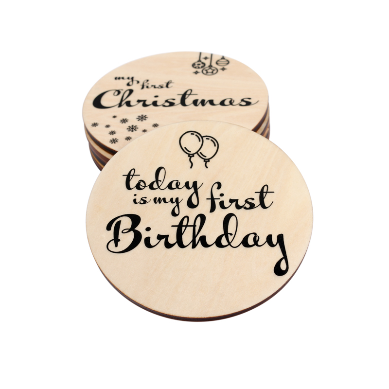 Baby Monthly Milestone Cards Wooden Printed Milestone Discs for Baby Newborn Gifts-customized design accept