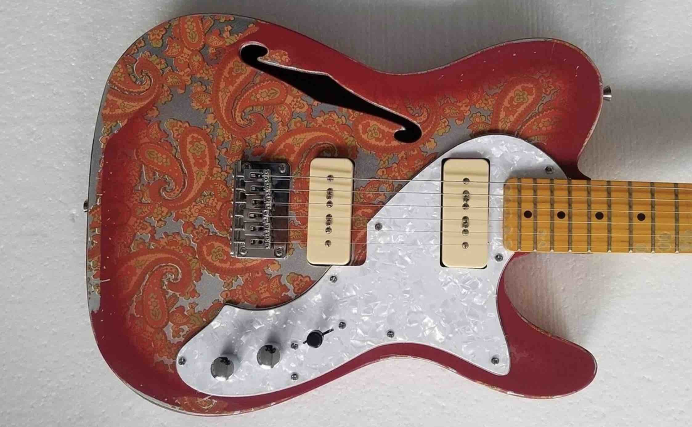 Custom Flower Power F-Holes Tele Electric Guitar