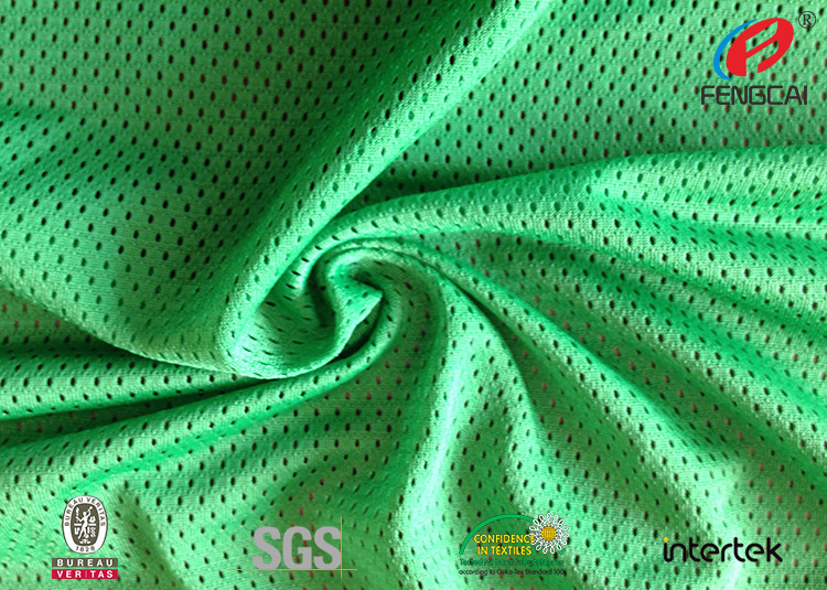 Lime Green Dull Sports Mesh Fabric 100 Polyester Moisture Wicking Fabric 5*1 Design